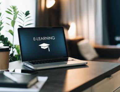 ordinateur indiquant l'e-learning