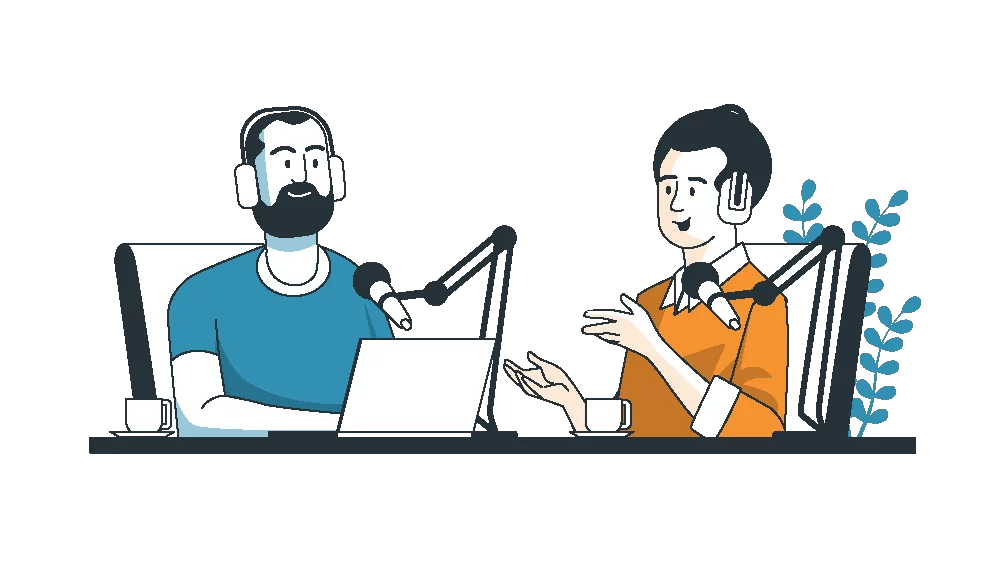 illustration deux personnes podcast