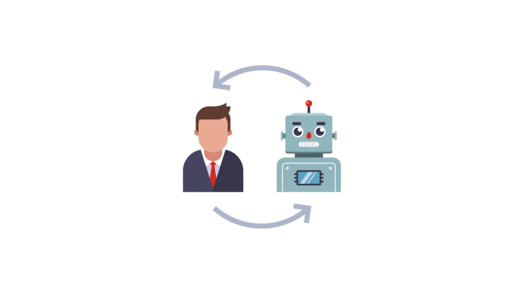 illustration d'un homme remplacer par un robot