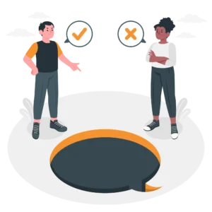 illustration de deux personnes comparant des choses