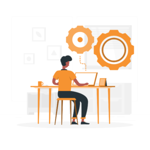 illustration d'un homme qui travail sur son bureau