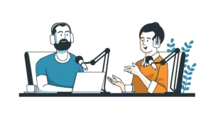 illustration deux personnes podcast