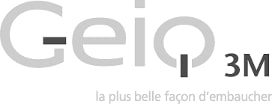 Logo Geiq 3M en nuances de gris avec slogan.