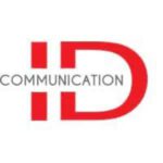 Logo ID Communication avec texte rouge et gris.