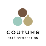 Logo de Coutume, café d&#039;exception, avec trois formes colorées