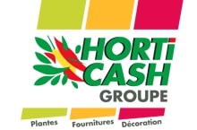 Logo Horti Cash Groupe avec des couleurs vert, rouge et jaune.