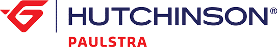 Logo Hutchinson Paulstra avec texte bleu et rouge.