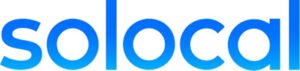 Logo Solocal avec texte dégradé bleu.