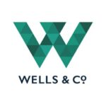 Logo Wells &amp; Co avec un W en triangles verts.