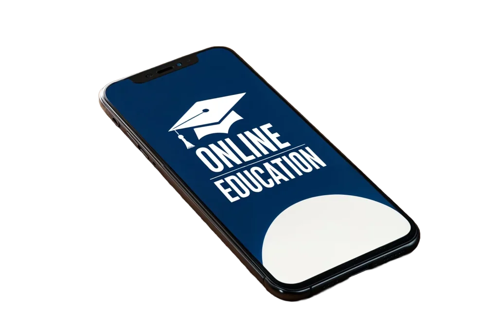 Smartphone affichant &#039;Online Education&#039; avec une icône de chapeau de diplômé