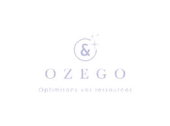 Logo de OZEGO en duotone bleu et blanc
