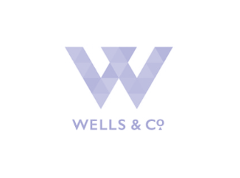 Logo de Wells &amp; Co en duotone bleu et blanc