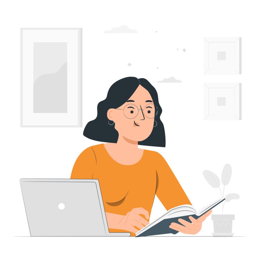 fille utilise le mixte apprentissage avec ordinateur et livre
