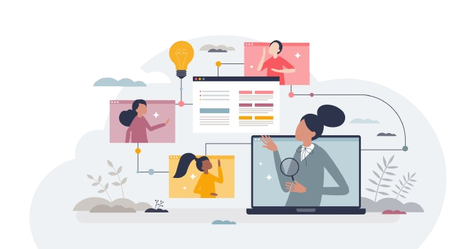 Illustration abstraite de l'apprentissage en ligne avec une interface numérique.