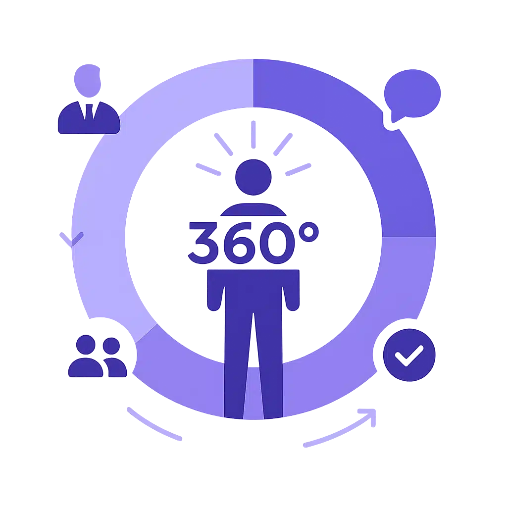 illustration-feedback-360-personnage-cercle-flat-design