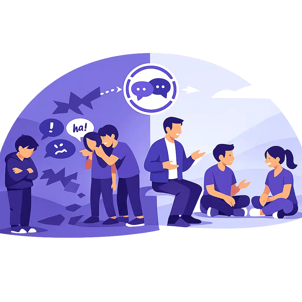 illustration-methode-pikas-resolution-apaisement-dialogue-flat-design