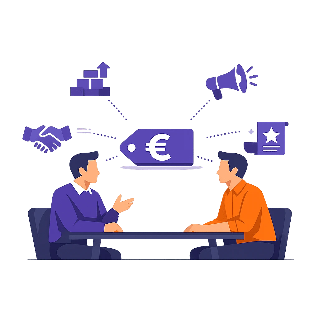 illustration-negociation-equilibree-tarif-contreparties-flat-design