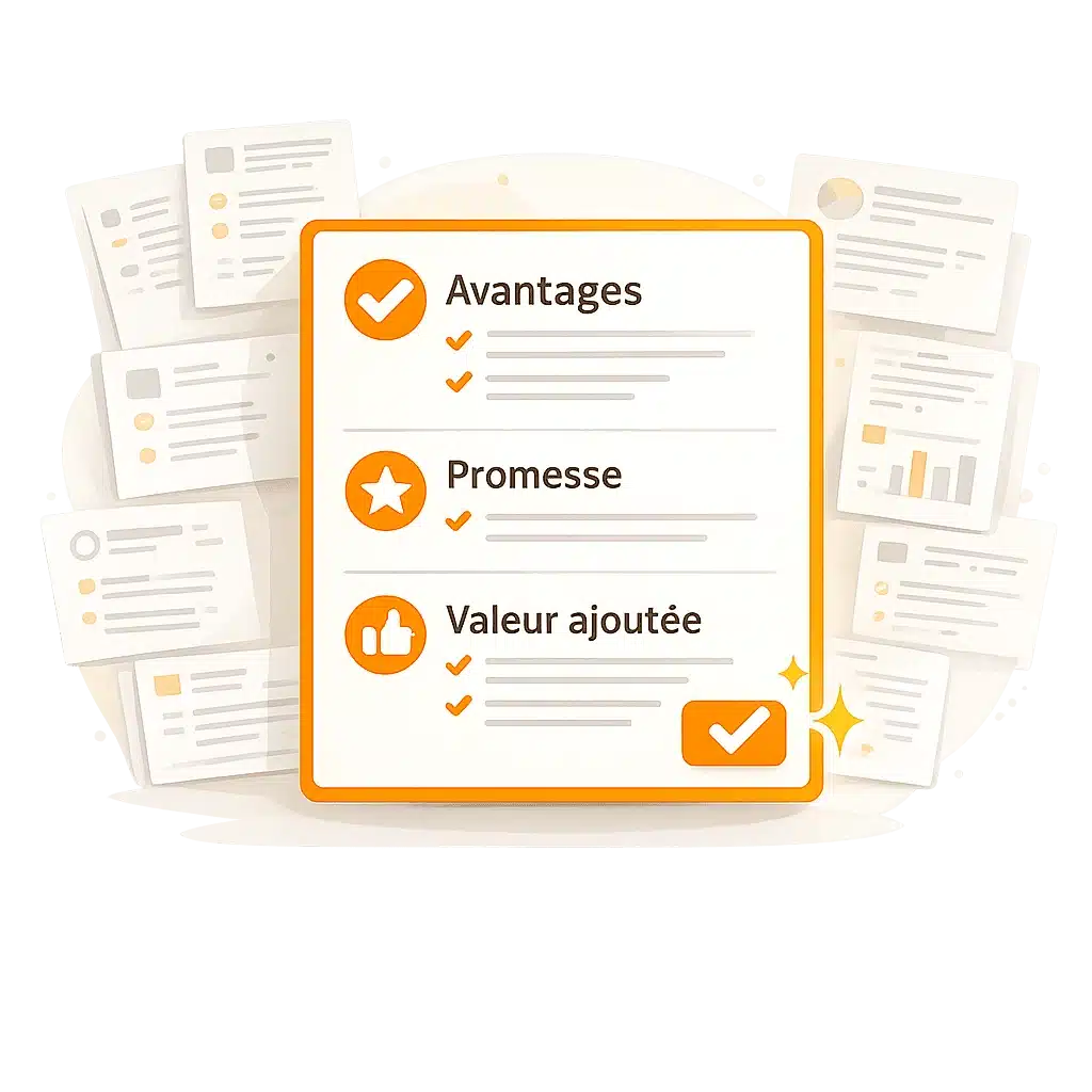 illustration-resume-synthese-plan-commercial-valeur-ajoutee-flat-design