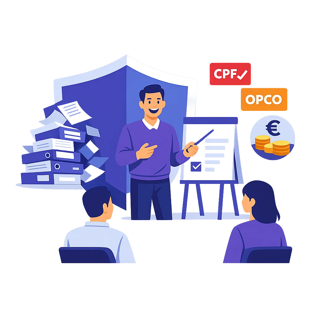 illustration-formateur-portage-qualiopi-financement-flat-design