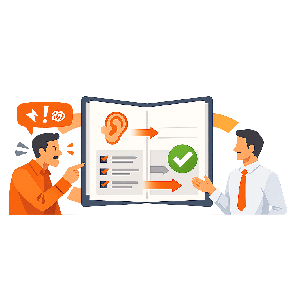 illustration-gestion-client-difficile-resolution-collaborative-flat-design