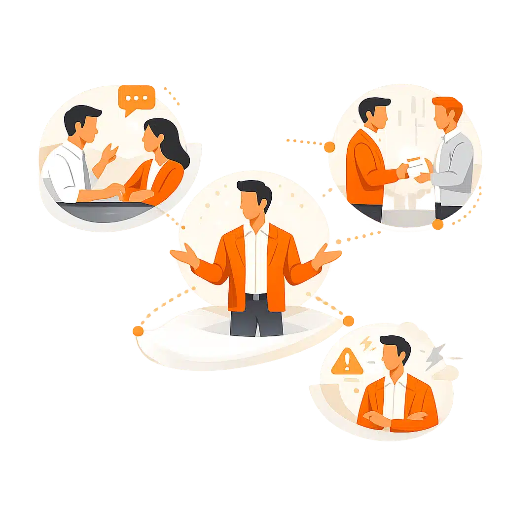 illustration-manager-competences-communication-delegation-intelligence-emotionnelle-flat-design