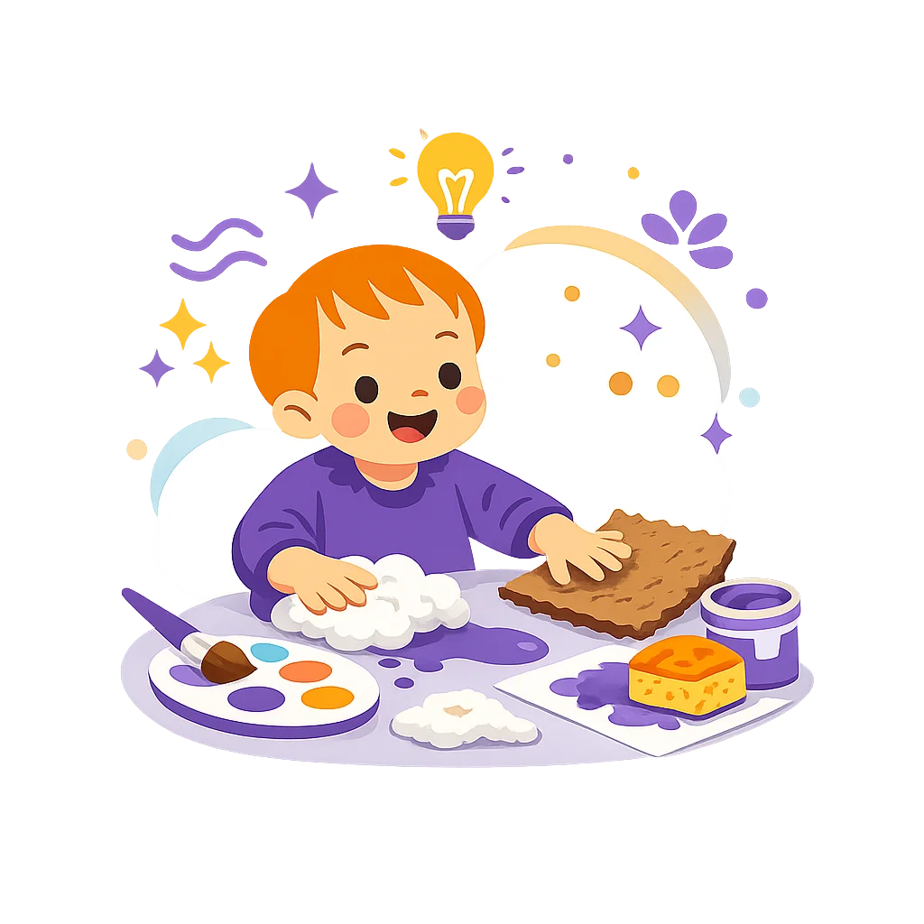 illustration-enfant-exploration-sensorielle-creativite-flat-design