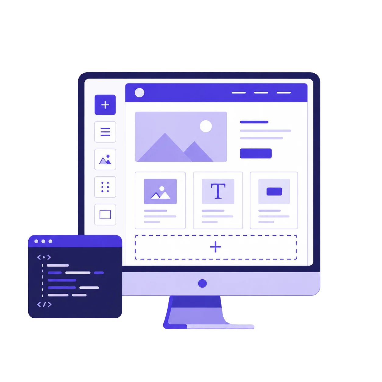 illustration-interface-wordpress-fse-theme-blocs-code-flat-design