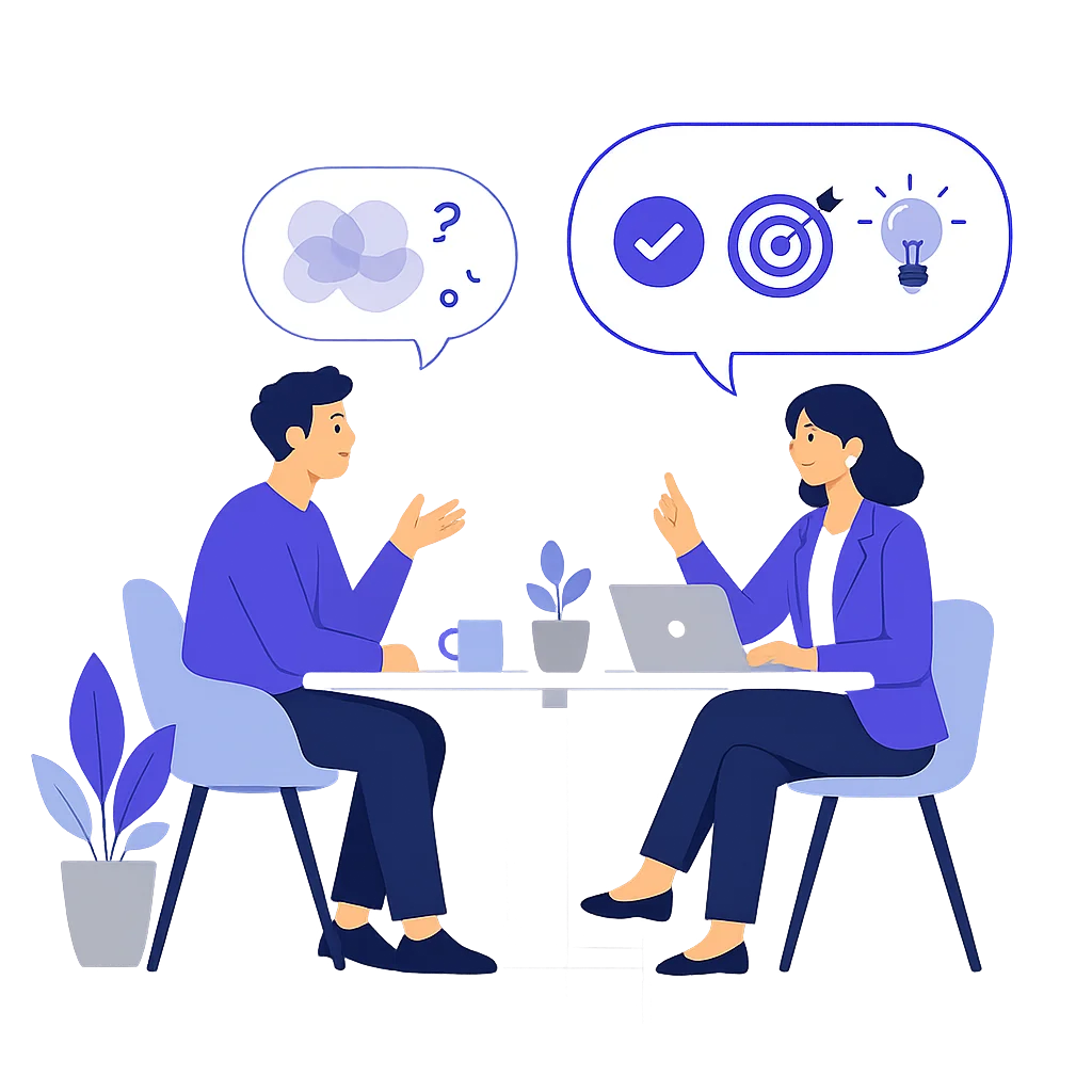 illustration-reformulation-dialogue-clair-ecoute-active-flat-design