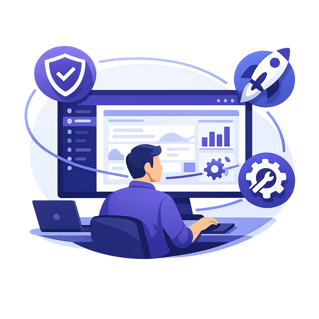 illustration-professionnel-tableau-bord-wordpress-autonomie-flat-design