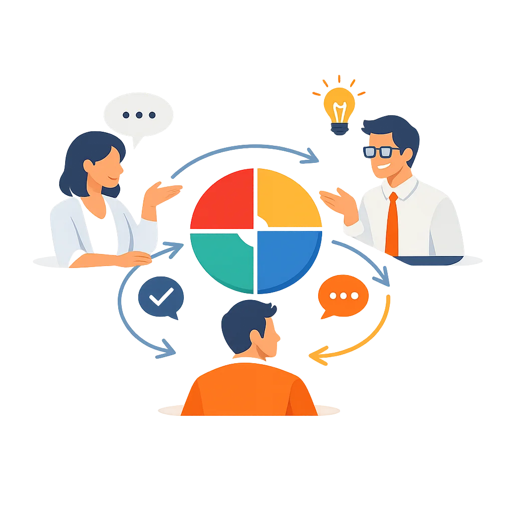 illustration-communication-disc-equipe-flat-design