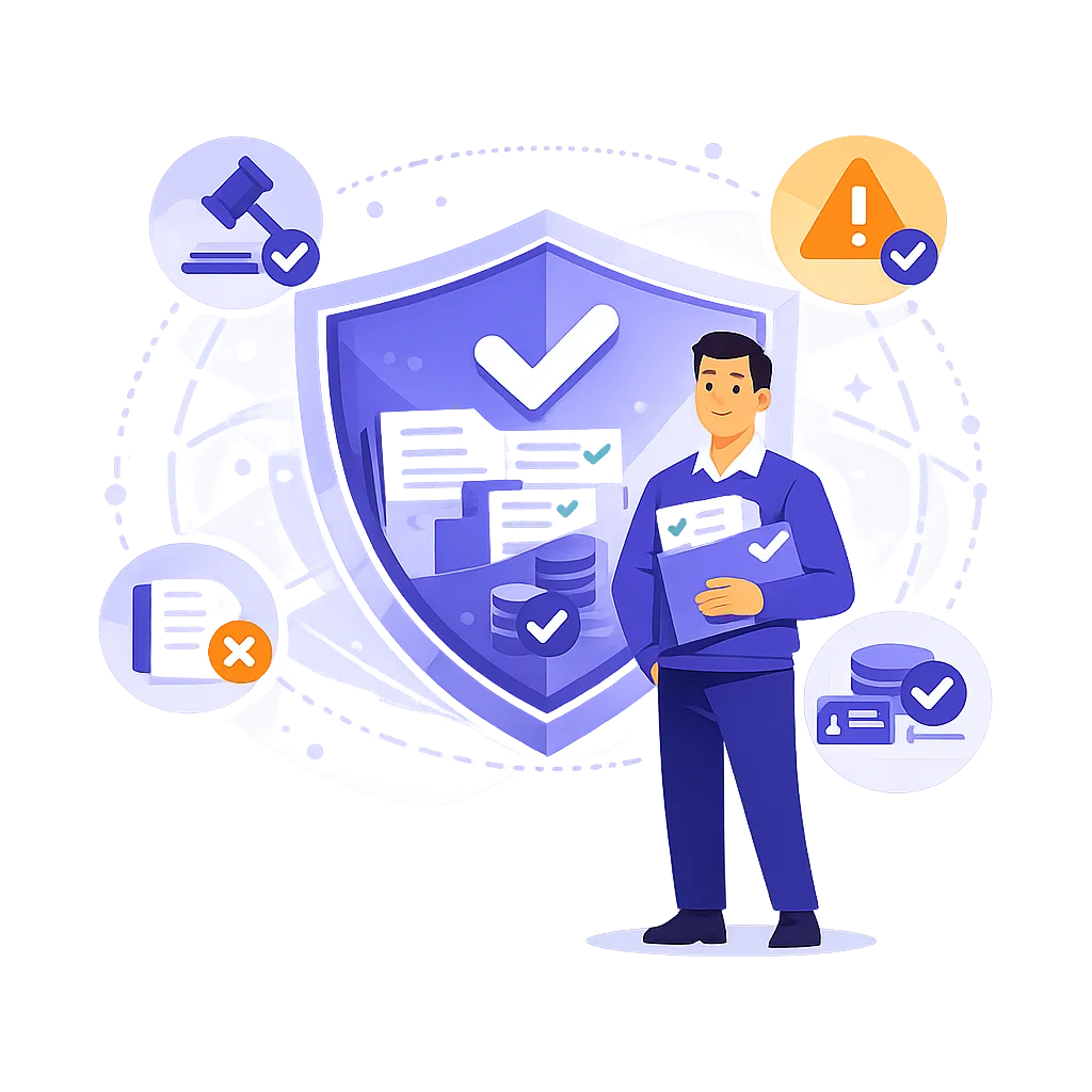 illustration-formateur-protection-conformite-financement-flat-design