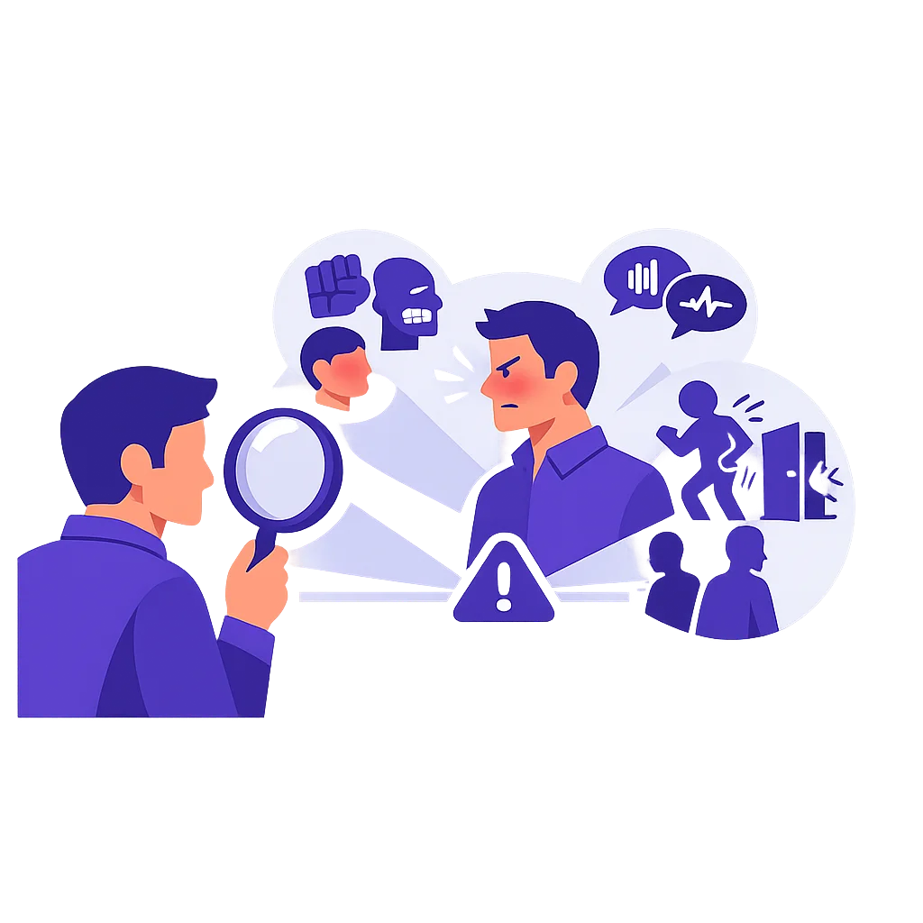 illustration-formation-gestion-agressivite-passage-theorie-pratique-flat-design
