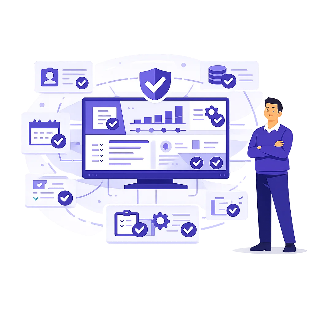 illustration-tour-controle-conformite-qualiopi-flat-design